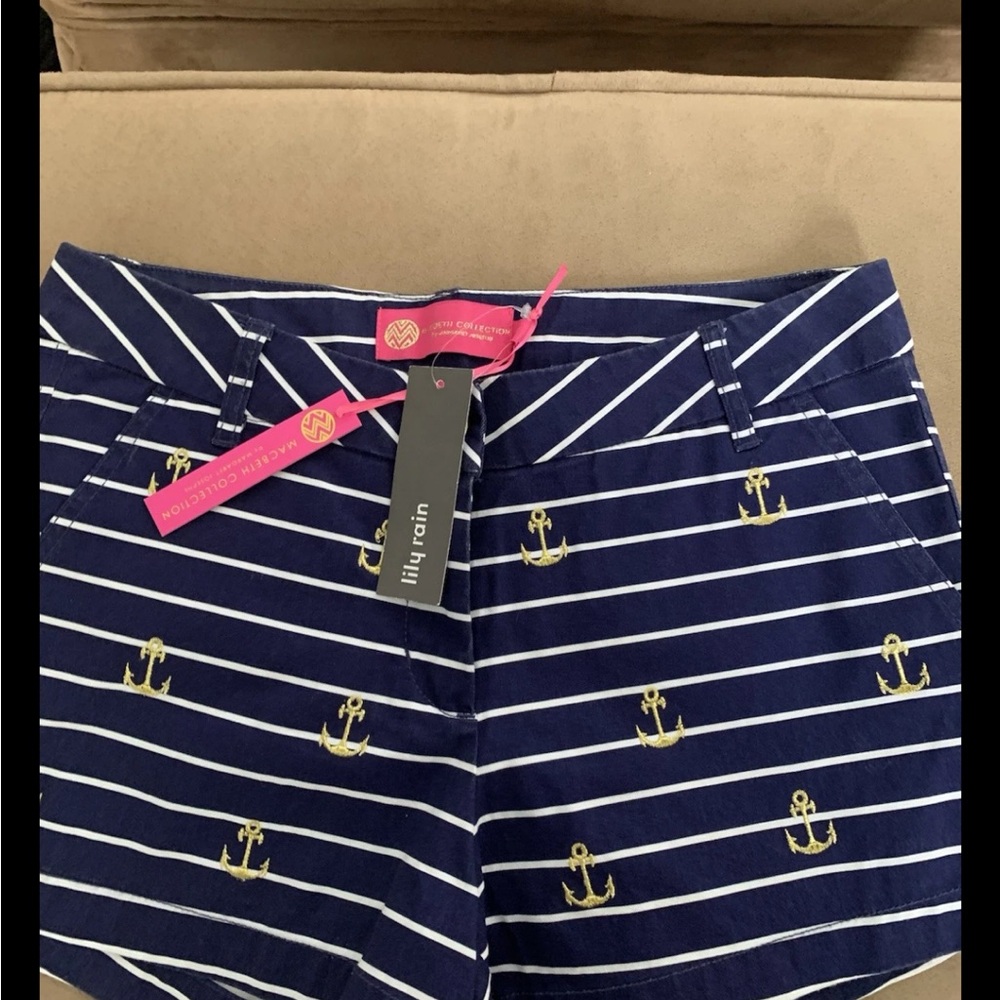 Margaret Joseph’s small  Navy and White Striped Shorts anchors theme nwt